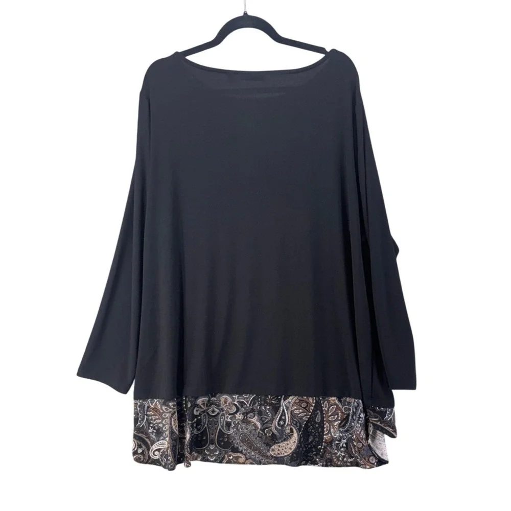 Susan Graver Womans Tunic Top Size 3X Liquid Knit Simple Basic Coastal Artsy